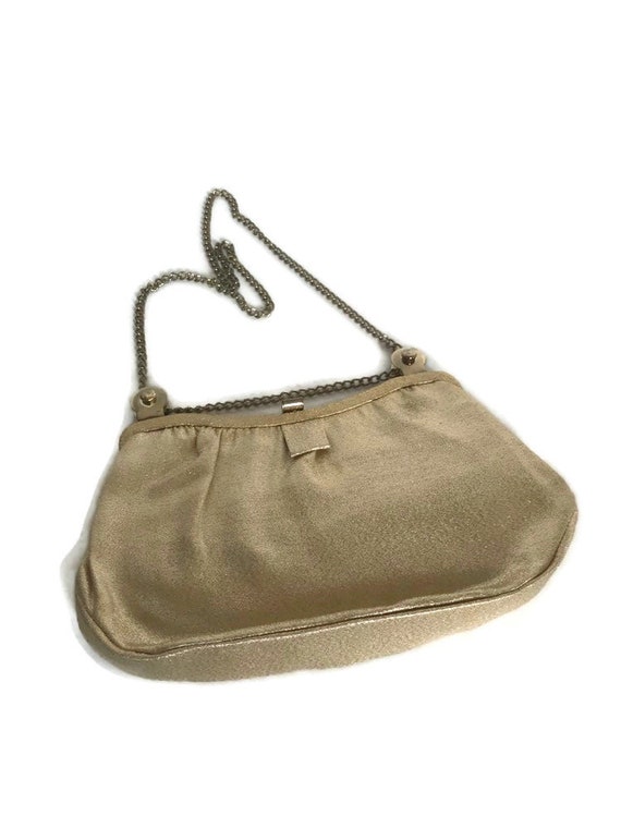 Vintage Evening Bag, Gold Lame Clutch, Adjustable… - image 9