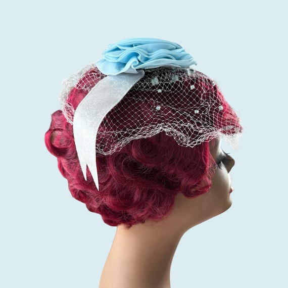Vintage‎ 1950’s Chiffon Hat Vintage Yellow Chiffon Hat Pleated Bows Netting 1950s Union  main image 3