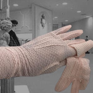 Vintage 60s Gloves, Pink Nylon, Over the Wrist, Prom Gloves, Lightweight Summer Gloves, Gauzy, Formal Gloves, Cocktail Gloves, Mid Century