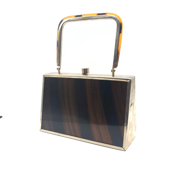 Vintage Tyrolean Handbag, Tiger Striped Lucite, Br