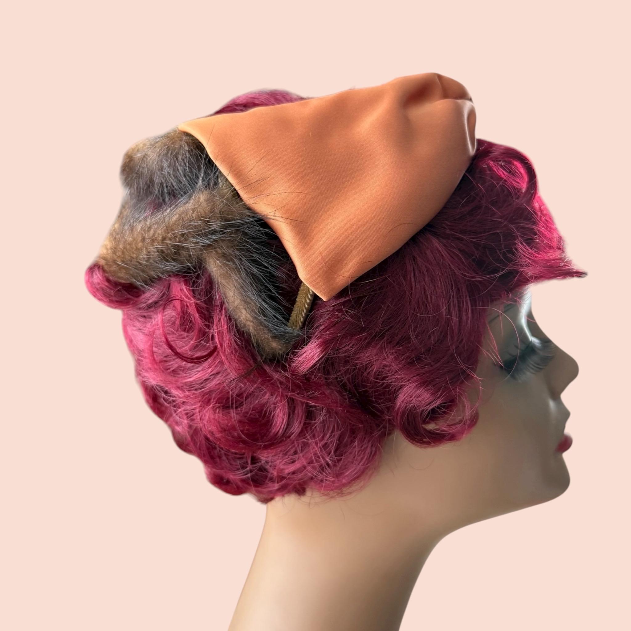 Vintage 1960s Brown Fur Halo Hat With Satin Bow - Etsy