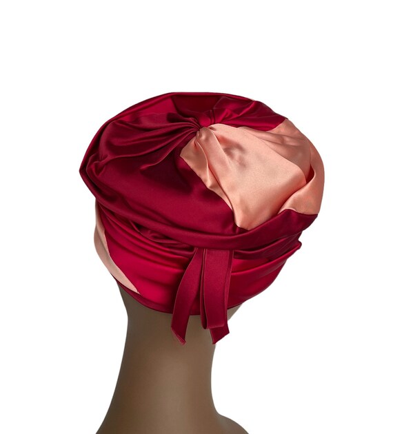 Vintage 1960s Satin Toque, Pillbox Turban Style H… - image 5