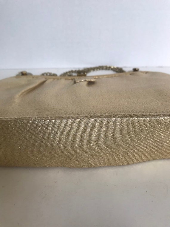 Vintage Evening Bag, Gold Lame Clutch, Adjustable… - image 8