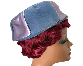 Vintage Pillbox Hat Saks Fifth Avenue Dark Navy Blue Straw  display picture 2
