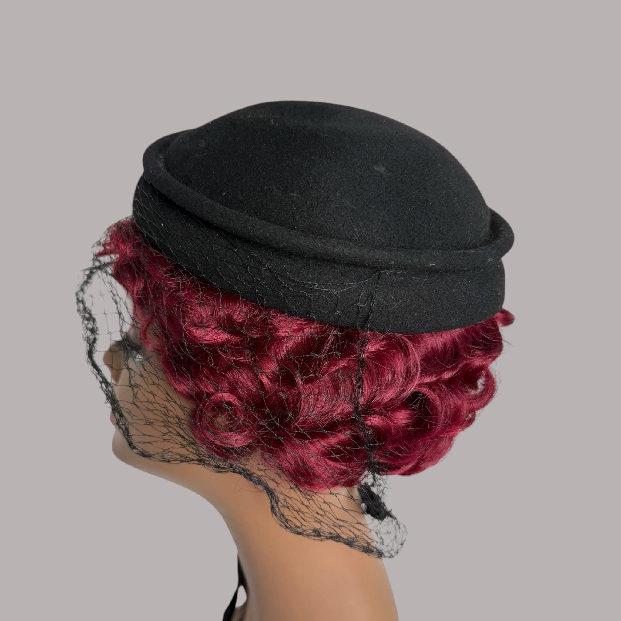 Vtg 50s Henry Pollack NYC Wool Felt Cloche Hat W/Feather & Ribbon Accent Vintage Women main image 4