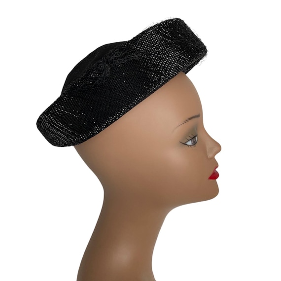 GLENOVER  RED‎ BLACK VELVET WITH NETTING HAT Vintage 1940s Brown Glenover Wool Hat With Black Veil&  main image 2