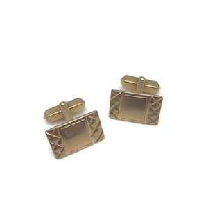 Vintage Anson Cufflinks, Gold Tone Metal, Rectangular, Gold Cuff Links, Criss Cross, Mid Century Mens Jewelry, French Cuffs, Gift for Him,
