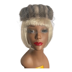 Vintage Favorette Fur Halo Hat: 1960s Mid Century Pillbox with Satin Bow