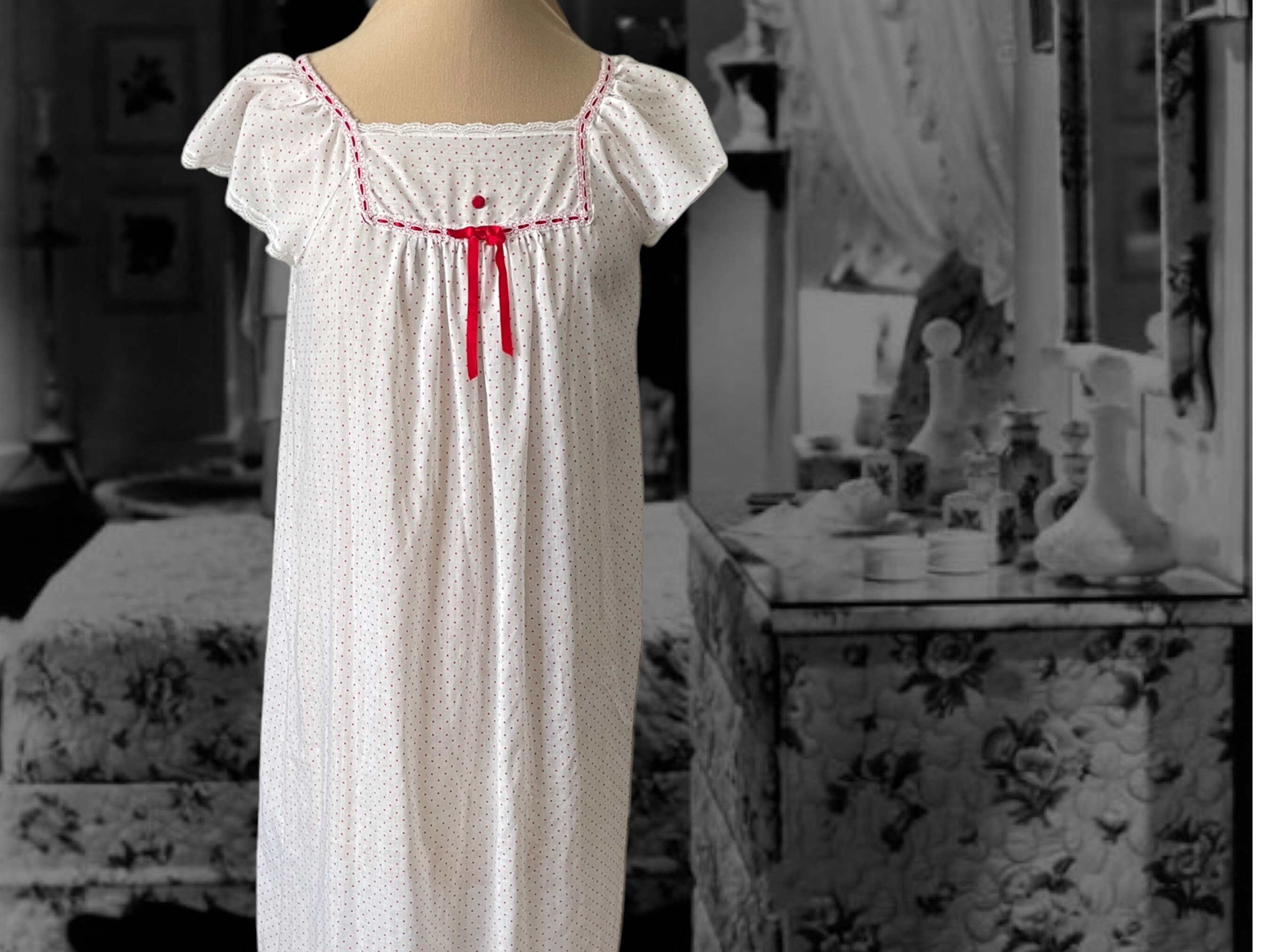 Polka Dot Nightgown Etsy