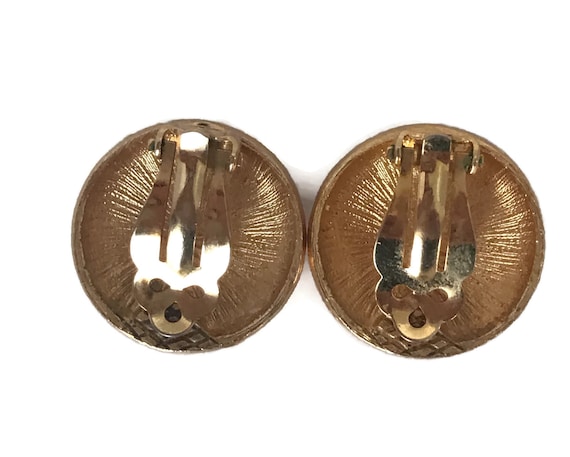 Boucles D'oreilles Clips Rétro Or Fleur émail Jaune Ocre - Modèle A20, Occasion