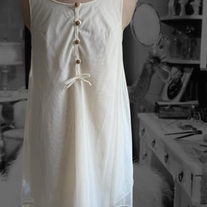 Vintage 1960s Lingerie, Beige Chiffon Nightgown, Sleeveless, 60s Sexy Night Gown, Summer 60s Nightie, Boudoir Bridal, Semi Sheer Nightwear