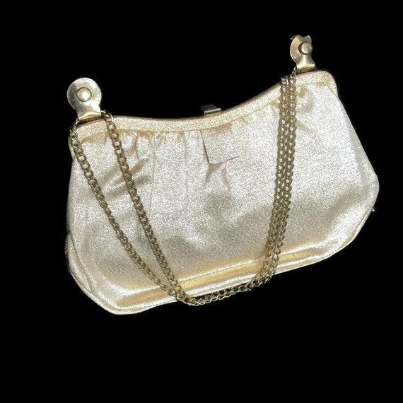 Vintage Evening Bag, Gold Lame Clutch, Adjustable… - image 5