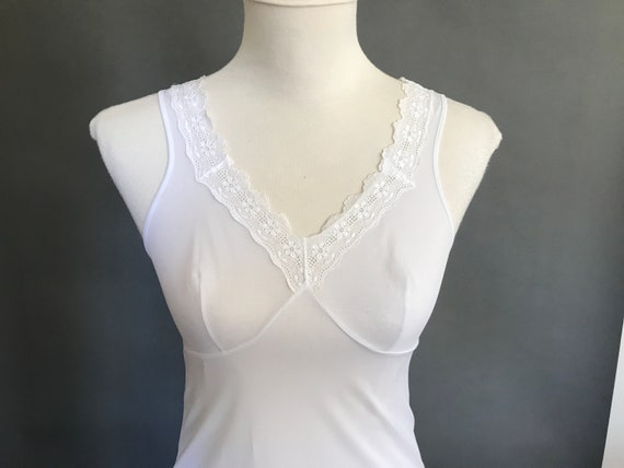 Vintage Slip, Lingerie Slip, White Nylon with Cot… - image 4