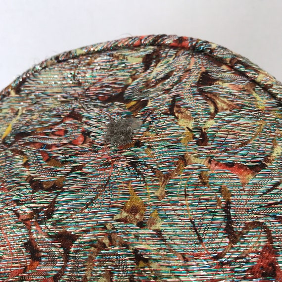 Vintage 1960s Metallic Brocade Pillbox Hat With Satin Bow - Etsy display picture 3