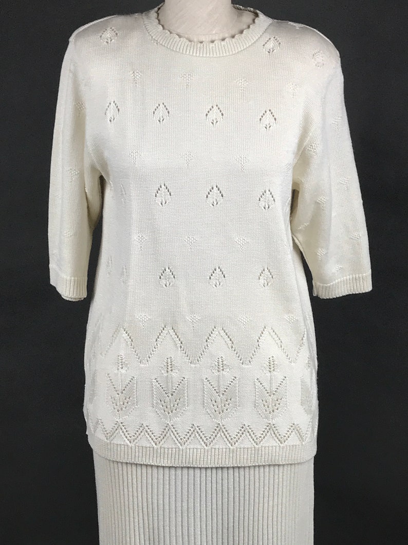 Vintage Two Piece Sweater Dress Set Ivory Knit Sweater and Rib | Etsy