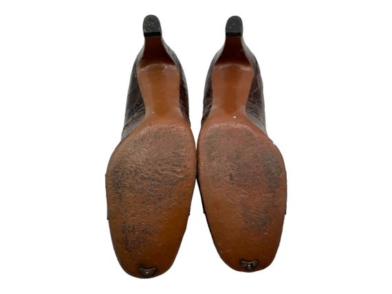 Vintage 1960s Heels, Alligator Pumps, Marquise Br… - image 5