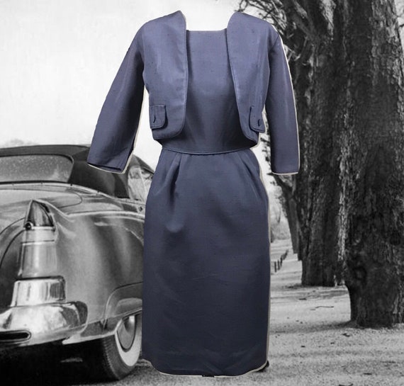 Vintage 1950s Sheath Dress with Matching Bolero T… - image 1