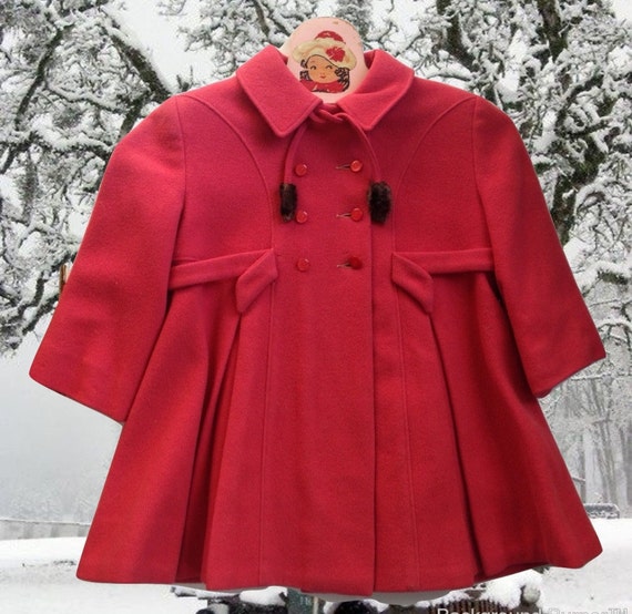 Vintage Child's Swing Coat 1950's Winter Coat Cor… - image 1