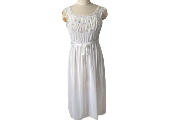 Vintage 60s White Nylon Nightgown, Aristocracy Lingerie, Embroidered Chiffon
