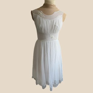 1960s Shadowline Nylon Nightgown: Vintage White Lingerie, Size 32