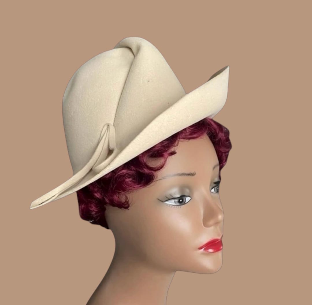 Vintage Mr. John Wool Felt Hat: 1970s Beige Brimmed Formal  display picture 1