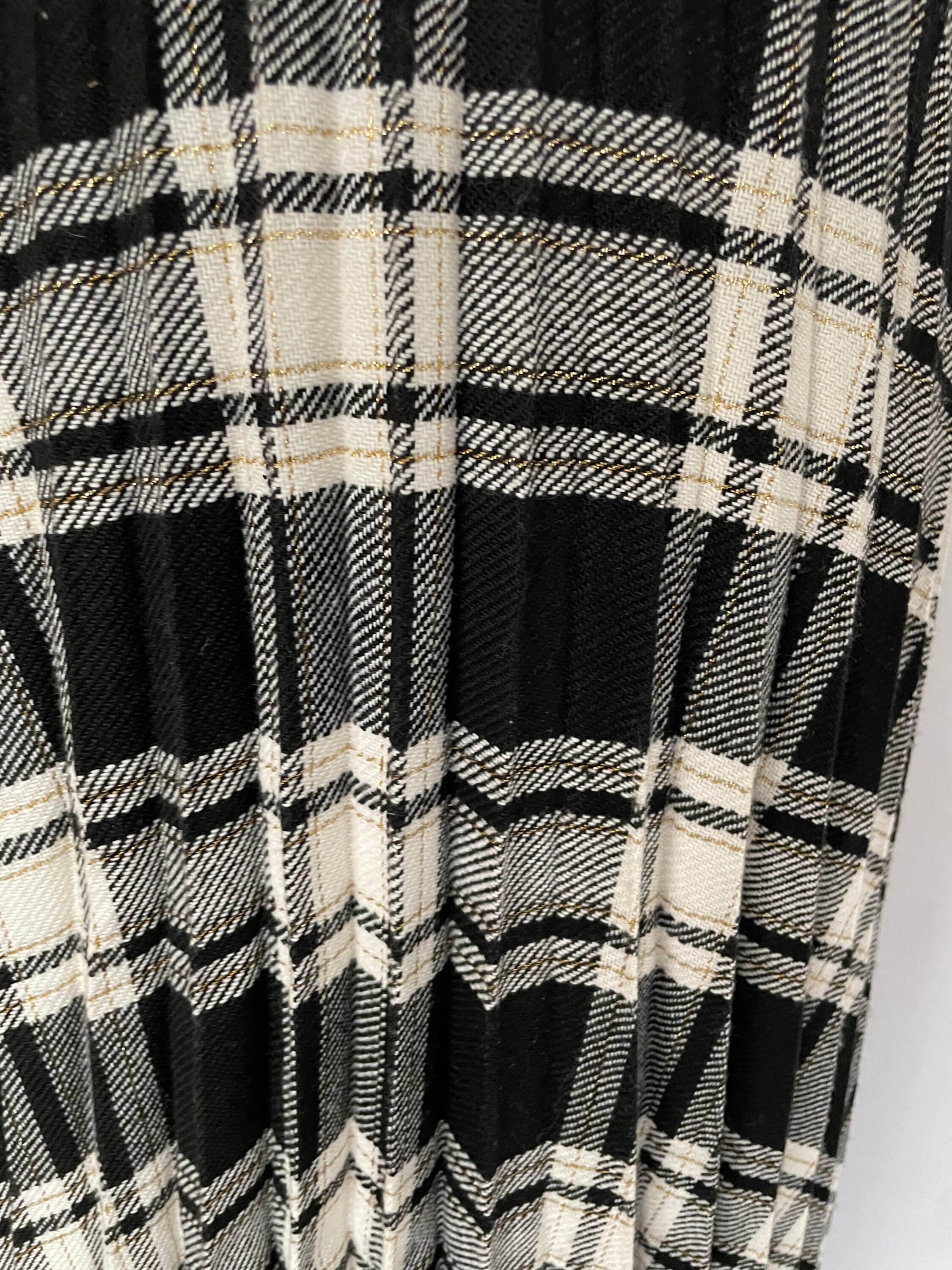 Vintage 1980s Long Pleated Skirt Black and White Plaid Gold - Etsy