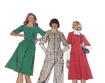 Vintage 60's Simplicity Dress Sewing Pattern Jumper Tunic Bell Bottom Pants Bust 34, Miss Size 12