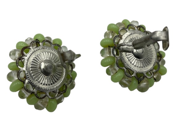 Vintage Earrings Clip Collection 7 Pairs Japan Hong Kong  Vintage green costume glass bead clip earrings display picture 1
