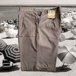 70s Cotton Bermuda Shorts - Taupe Brown G. Fox Sportswear - 34 Waist NOS