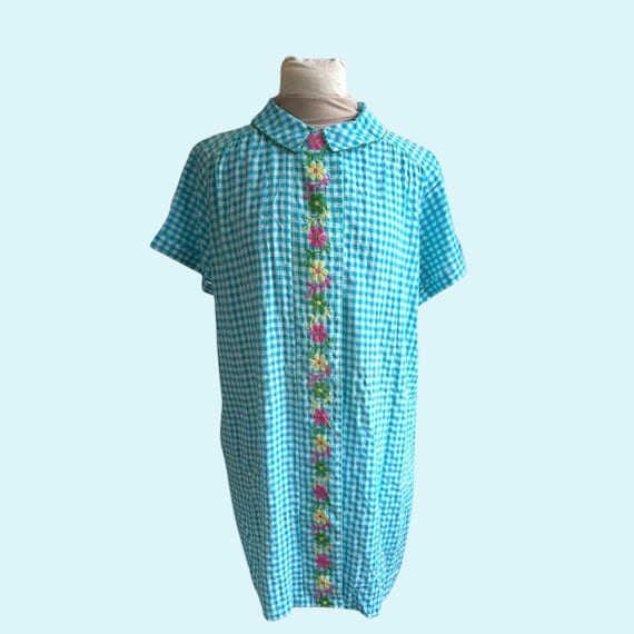 cotton house duster dress AVIIER 100% Cotton House Dress for Women Short Sleeve Housecoat Duster Robe  w