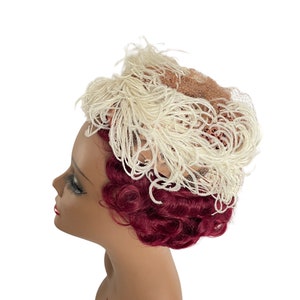 Vintage 1950s Ostrich Feather Pillbox Hat: Mid Century Cocktail Formal Hat