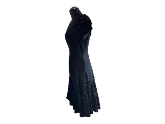 Vintage 1950s Elinor Gay Black Taffeta Dress, Ruf… - image 5