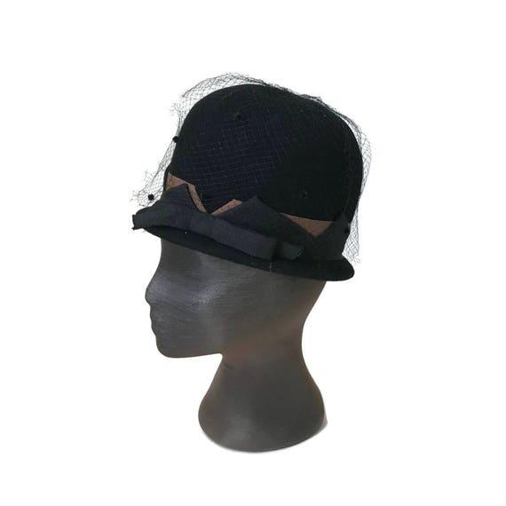 Vintage Black Felt Hat Cloche Hat Glenover Henry … - image 5
