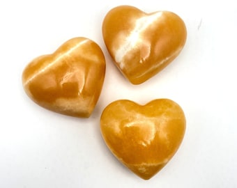 Pumpkin Orange Calcite - Heart Carving