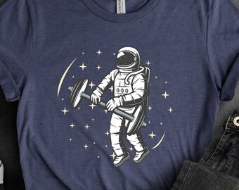 Astronaut Barbell T-Shirt Workout Spaceman Shirt Weightlifting Gym Workout Shirt Astronaut Shirt Space TShirt Spacewoman Shirt Funny Gift