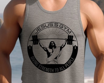 Jesus's Gym Christian Workout Tank Top Funny Gift Gym Bro Tank Jesus Lifting Jesus Muscle Shirt Religious Gift Gym Apparel Fitness Apparel