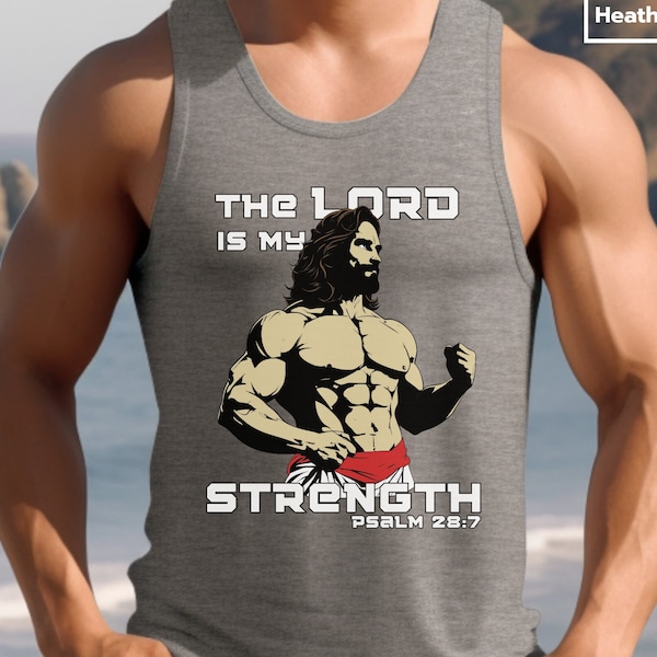 The Lord is My Strength Bro Tank Gift for Men Women Workout Tank Top Buff Jesus Muscle Shirt for Lifting Christians Religious Workout Shirt