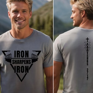 Iron Sharpens Iron T-Shirt Christian Workout Tee Shirt For Lifting Bodybuilding Crossfit Bible Verse Shirt Workout Clothing Religious Gift