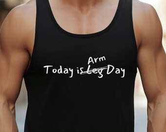 Today is Arm Day Tank Top Funny Workout Shirt Bodybuilding Bro Tank Funny Fitness Gift Clothing Apparel Muscle Shirt for Gym Bro Gym Gift