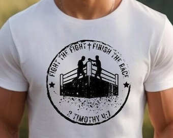 Fight the Fight Gym Boxing T-Shirt Unisex Christian Workout Shirt Clothing Religious Tshirt Gift for Men Women Exercise Shirt