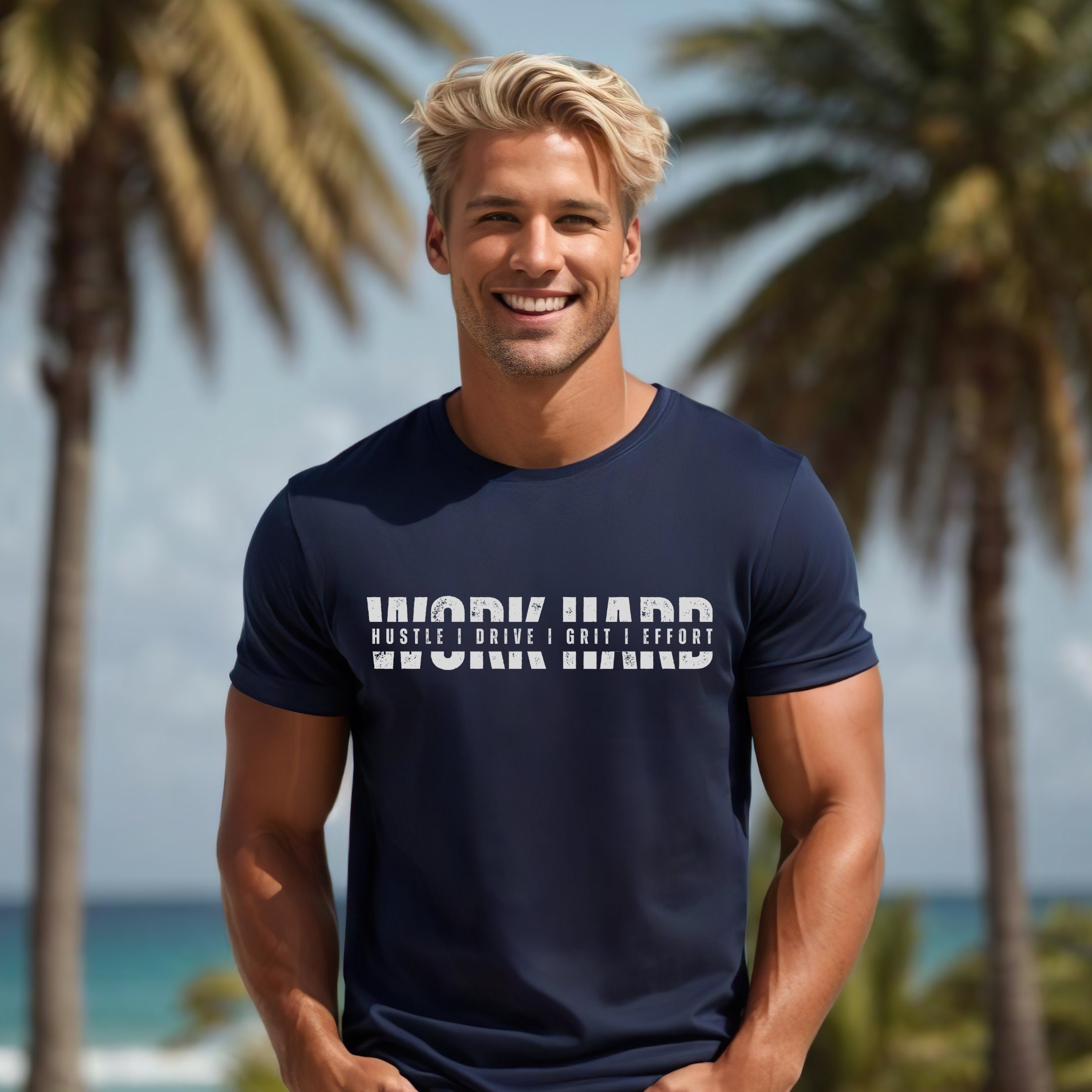 Work Hard Unisex T-Shirt for Workout Motivational Gym TShirt Hustle Shirt for Entrepreneur Strong Work Ethic for Inspiration and Effort