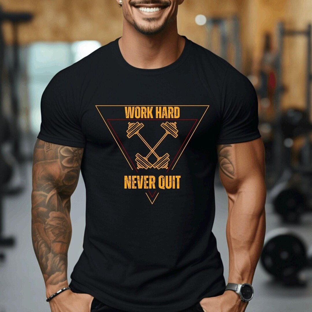Work Hard, Never Quit Tshirt Workout Gym Shirt Power Lifting ...