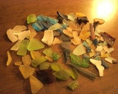 1 pound 6 Ounces Tumbled ALL Vintage Glass Many Colors Shapes Sizes 1 quot to 2 quot Mosaic Mixed Media