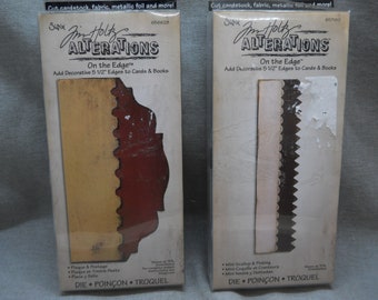 2 Tim Holtz Alterations Dies Sizzix On the Edge 6" Decorative Edges Scallop Pinking Plaque Postage