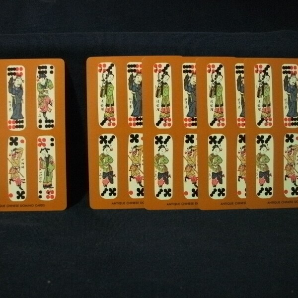 5 cartes à jouer vintage Cartes à jouer Anciennes cartes domino chinoises Échange d’images Commerce Collecter Collage Mixed Media Altered Art Junk Journals Smash Books ATCs