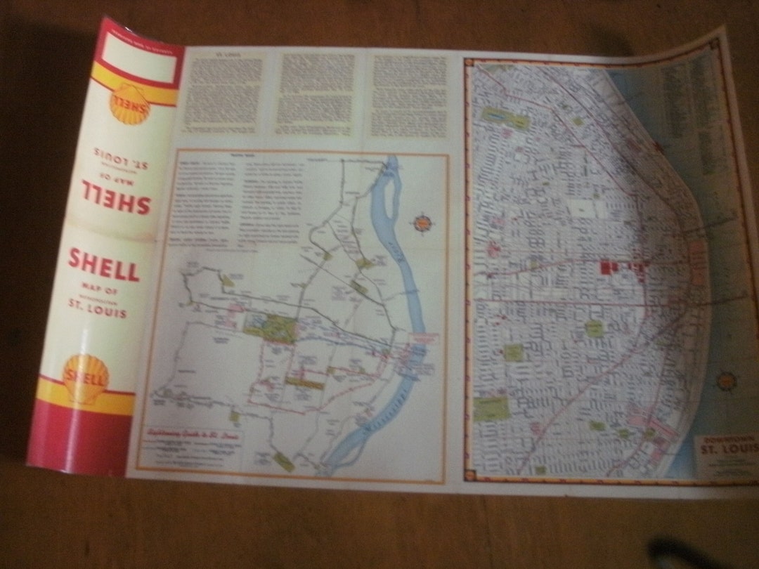 1961 Laminated Shell Gas Station Road Map Saint Louis Missouri Etsy 日本