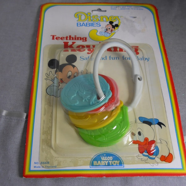 MIP Disney Babies Teething Key Ring 1986 5 Colorful Character Plastic Discs