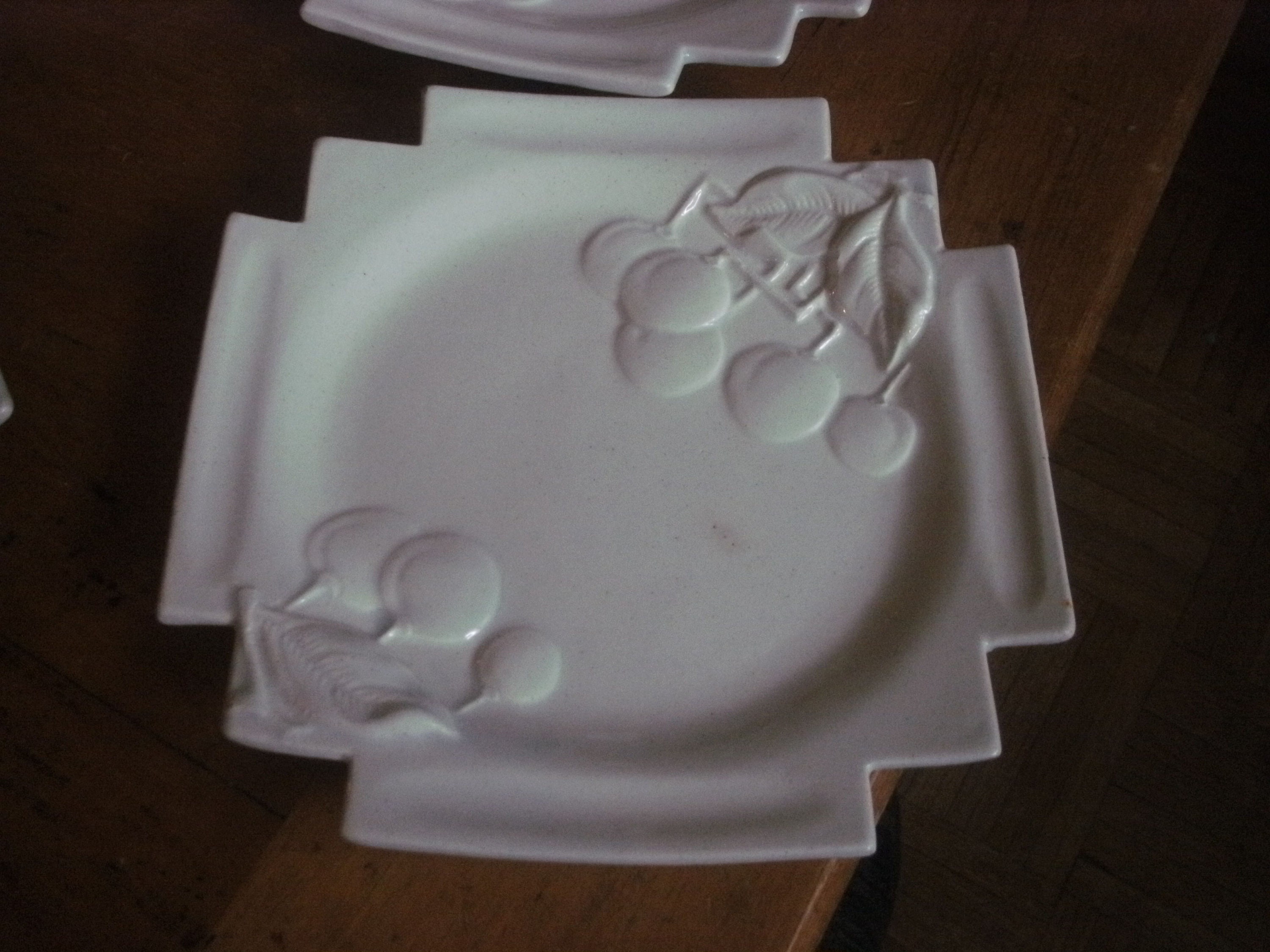 5 Ceramic Czechoslovakia White Plates Rare Unique Art Deco Etsy