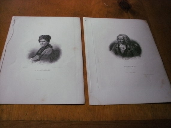 2 Antique 1886 Prints Rousseau Voltaire Henri Martin S Etsy