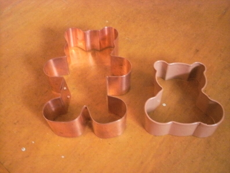 Copper and Metal Teddy Bear Cookie Cutters 4.5 and 2.75